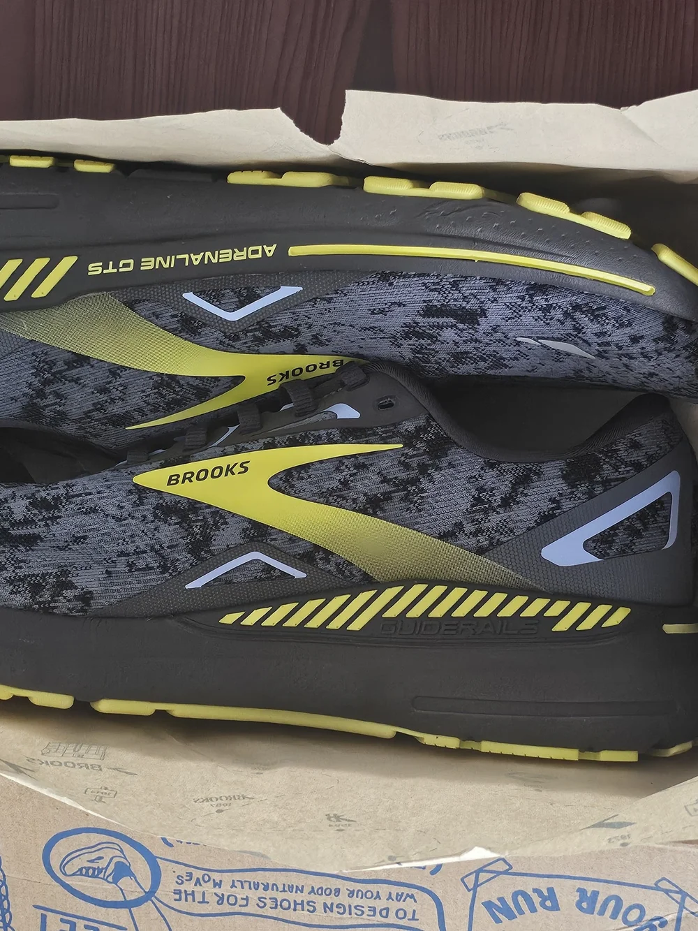 Men's Brooks Gray and Yellow Running Shoes with Cushion Support